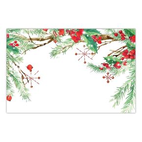 DB Party Studio Christmas Luncheon Paper Table Placemats 25 Pack Lovely Holly Evergreen Design Office Baby Shower Baptism Engagement Parties Brunch Dinner Disposable Quick Cleanup 17" x 11" Place Mats