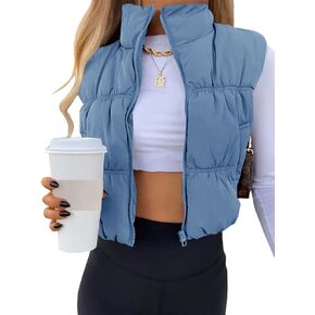 SySea Women's Crop Puffer Vest Winter Zip Up Lightweight Sleeveless Warm Outerwear Padded Coat in Kuwait