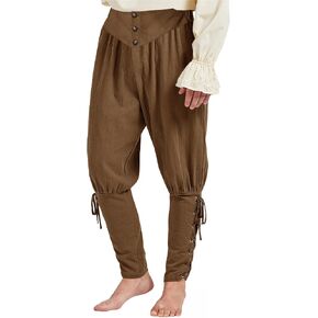 bslingerie Mens Medieval Pirate Pants Renaissance Costume Lace Up Casual Trousers in Saudi Arabia