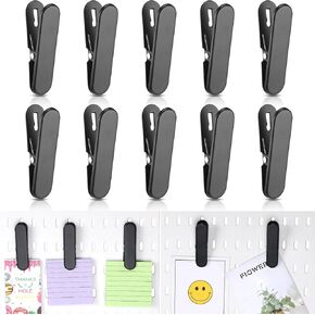 Fulmoon 10 Pcs Pegboard Accessories Clips White Pegboard Clips Metal Pegboard Attachment for Crafts Kitchen Bathroom Living Room Office Wall Organize Storage