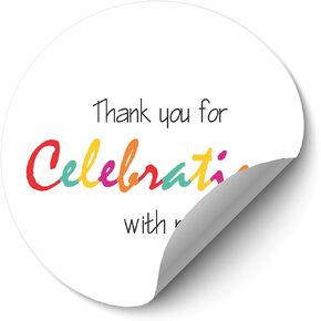 Colorful Favor Stickers - Baby Shower Stickers - Rainbow Colors stickers- Thank you for Celebrating with me - Set of 40 stickers