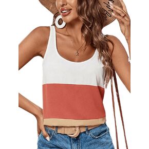SweatyRocks Women's Casual Round Neck Tank Top Button Front Sleeveless Striped Shirt