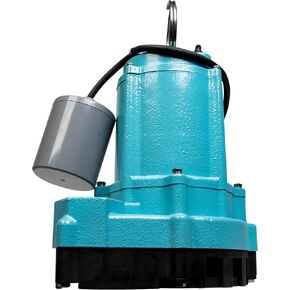 Little Giant 9EC-CIM 115-Volt, 4/10 HP, 4200 GPH Manual Cast Iron Sump/Effluent Pump with 20-Ft. Cord, Blue, 509805