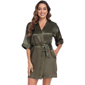 Women's Pure Short Silky Robes Bridesmaid Bride Party Satin Robes Sleepwear