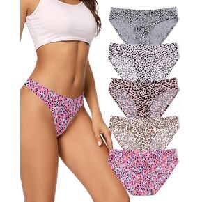 voenxe Women Bikini Underwear,Seamless Breathable Ladies Panties,No Show Invisible Stretch Briefs Undies for Women 5-Pack