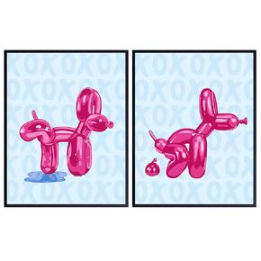 Funky Preppy Modern Bathroom Decorations 11 x 14 - Aesthetic Trendy Pink Blue Bathroom Accessories - Cute funny Bathroom Wall Art & Decor Set for Men Women - Modern art, pop Art, Boys Bathroom Decor