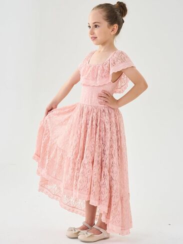 2Bunnies Girl Paisley Lace Back A-Line Straight Tutu Tulle Party Flower Girl Dress in Saudi Arabia