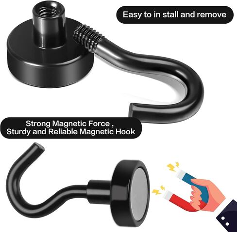 BAVITE Magnetic Hooks,25lb Rare Earth Magnet Hook,New Upgraded for Home, Kitchen, Workplace, Office and Garage - 12 Pack in Kuwait