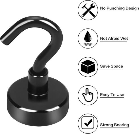 BAVITE Magnetic Hooks,25lb Rare Earth Magnet Hook,New Upgraded for Home, Kitchen, Workplace, Office and Garage - 12 Pack in Kuwait