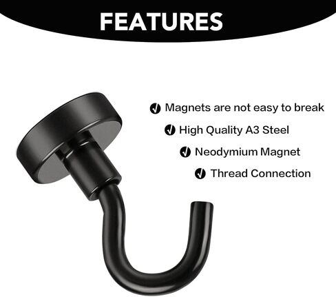 BAVITE Magnetic Hooks,25lb Rare Earth Magnet Hook,New Upgraded for Home, Kitchen, Workplace, Office and Garage - 12 Pack in Kuwait