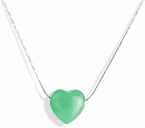 Jade Heart Necklaces for Women Healing Crystals Dainty Heart Gemstone 18k Gold Pendant Necklace Anniversary Birthday Valentines Jewelry Gift for Teen Girls in Kuwait