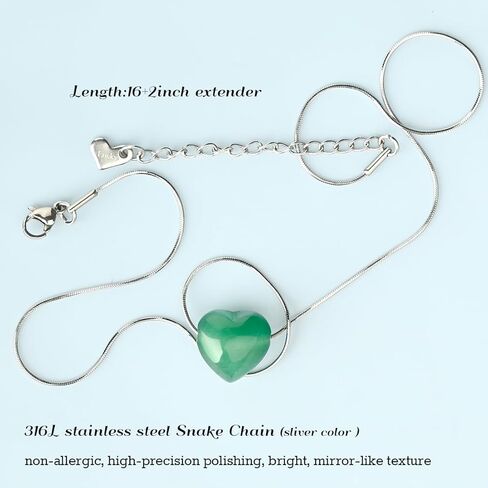 Jade Heart Necklaces for Women Healing Crystals Dainty Heart Gemstone 18k Gold Pendant Necklace Anniversary Birthday Valentines Jewelry Gift for Teen Girls in Kuwait