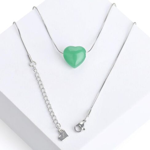 Jade Heart Necklaces for Women Healing Crystals Dainty Heart Gemstone 18k Gold Pendant Necklace Anniversary Birthday Valentines Jewelry Gift for Teen Girls in Kuwait