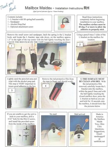 Mail Alert LH - for Metal Round Top Mailboxes as Shown - Durable Mailbox Alert for Delivered Mail, Made in OHIO USA - DOES NOT INCLUDE MAILBOX - Other Styles Avail. in Kuwait