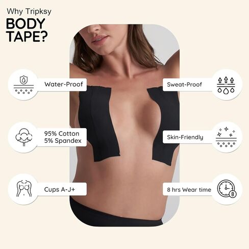 شريط تريبسكي XL لرفع الثدي، شريط بوب للثدي الكبير، شريط للجسم للأزياء، شريط رياضي وغطاء للحلمة لـ A-GCup in Kuwait