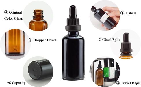 YIZHAO Blue Glass Dropper Bottle 4oz, Tincture Bottles with Glass Dropper, for Essential Oils, Aromatherapy, Cosmetic, Laboratory, Pharmacy, Liquids, Travel –4 Pcs in Kuwait