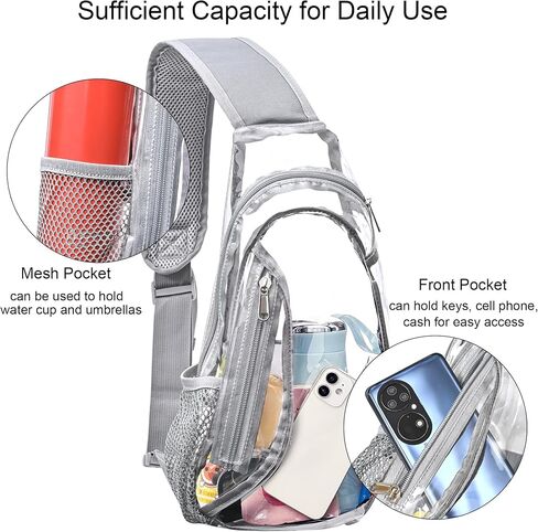 gdbis Clear Sling Bag, Stadium Approved PVC Crossbody Backpack, Clear Casual Chest Daypack for Hiking, Stadium or Concerts in Kuwait