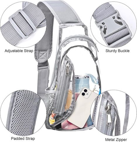 gdbis Clear Sling Bag, Stadium Approved PVC Crossbody Backpack, Clear Casual Chest Daypack for Hiking, Stadium or Concerts in Kuwait