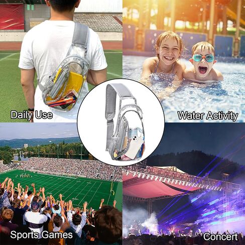 gdbis Clear Sling Bag, Stadium Approved PVC Crossbody Backpack, Clear Casual Chest Daypack for Hiking, Stadium or Concerts in Kuwait