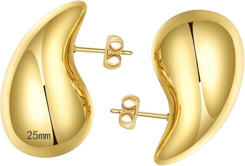 Ascona 25/32/47mm Chunky Gold Hoop Earrings for Women | Lightweight Tear Drop Earrings | Gold Drop Earrings for Women in Kuwait