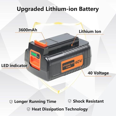 DTK 3.6Ah MAX Battery Replacement for Black and Decker, 40V Lithium Ion Battery LBX2040 LBX36 LBXR36 LBXR2036 LST540 LST136W 40V Lithium Battery Replacement in Saudi Arabia