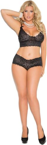 Elegant Moments Women's Stretch Lace Booty Shorts & Camisole Lingerie Set in Kuwait