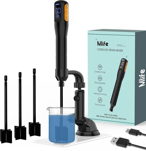 Epoxy Resin Mixer Paddles - Paint Mixer & Epoxy Mixer for Drill Attachment, Reusable Paint Stirrer Drill Paddles for Mix Epoxy Resin, Stirring Spoon, Silicone Spatula and Silicone Mat in Kuwait