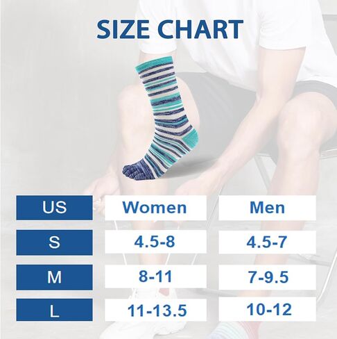 Crew Toe Sock, Cotton Ankle Sock & Stocking, Arch Support, Running Five-Toe Design(3&6pairs) in Kuwait