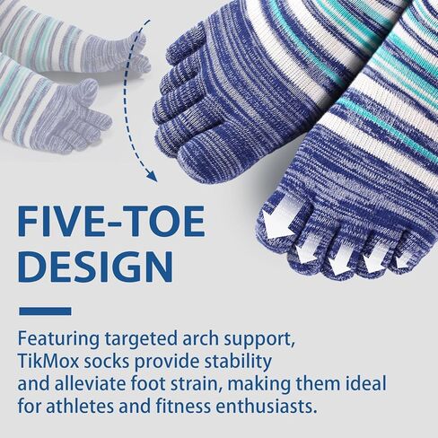 Crew Toe Sock, Cotton Ankle Sock & Stocking, Arch Support, Running Five-Toe Design(3&6pairs) in Kuwait