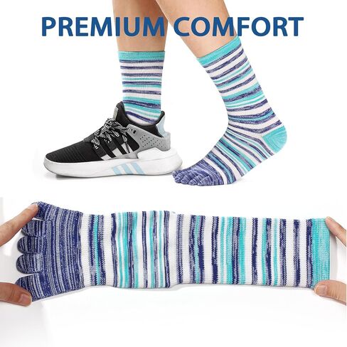 Crew Toe Sock, Cotton Ankle Sock & Stocking, Arch Support, Running Five-Toe Design(3&6pairs) in Kuwait