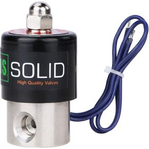 U.S. Solid 1/4" Stainless Steel Electric Solenoid Valve 12VDC Normally Closed VITON
