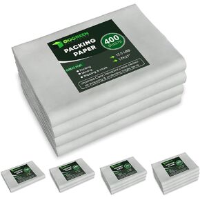 Packing Paper for Moving - 400 Newsprint Paper Sheets -12.5lb - 17" x 27" Moving Supplies for Dishes and Glasses - Made in USA in Saudi Arabia