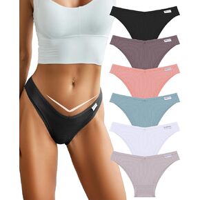 FINETOO 10 Pack Womens Cotton Underwear Sexy Stretch Bikini Panties Low Rise Hipster Ladies Soft V-Waist Cheeky S-XL