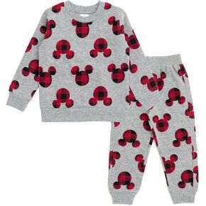 Disney Mickey Mouse Fleece Pullover Sweatshirt and Pants Outfit Set Infant to Big Kid Sizes (12 Months - 14-16)