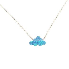 Opal Cloud necklace Cute Fire Opal Little Girl White Cloud Charm Sky Weather Necklace 14k Gold Filled Box Chain