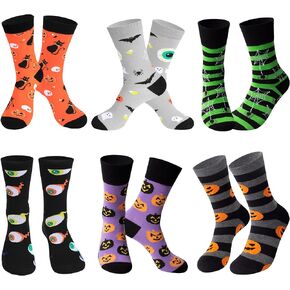 TENYSAF Fun Halloween Socks for Women - 6 Pairs Coton Funny Novelty Crew Socks Gifts for Female