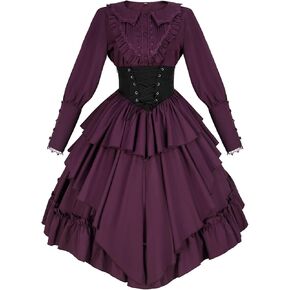 Taamlou Gothic Half Skirt and Shirt Two Piece Set with Black and red Color Matching Dress