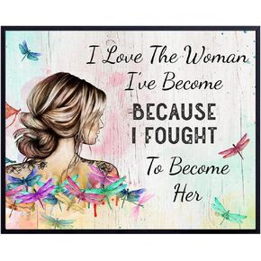 Boho Dragonfly Wall Art 11x14 - Inspirational Quotes for Women - Motivational Wall Decor - positive affirmation - Rustic Hippie Decor - Self-love Gifts for Girls - Teen Room Decor Prints