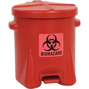 Eagle 947BIO Biohazardous Waste Polyethylene Safety Can with Foot Lever, 14 Gallon Capacity, Red