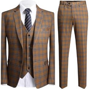 بدلة YFFUSHI للرجال منقوشة من التويد مكونة من 3 قطع بمقاس نحيف وأزرار للعشاء بدلة سهرة in Kuwait