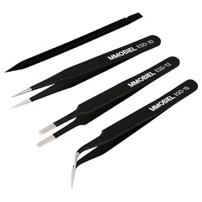 MMOBIEL 7X Precision Tweezers Set - Anti-Static Stainless Steel ESD Tweezers - for Electronics, Laboratory Work, Jewelry, Craft, Soldering and More