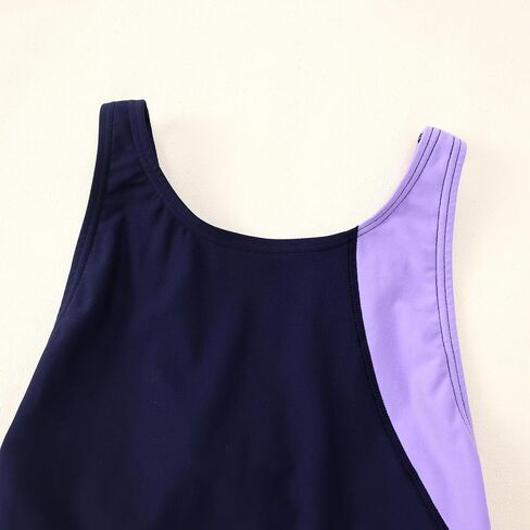 Kids Girls Athletic Swimsuit One Piece Solid Swimwear for Practice and Competition in Black and Navy Bathing Suit in Kuwait