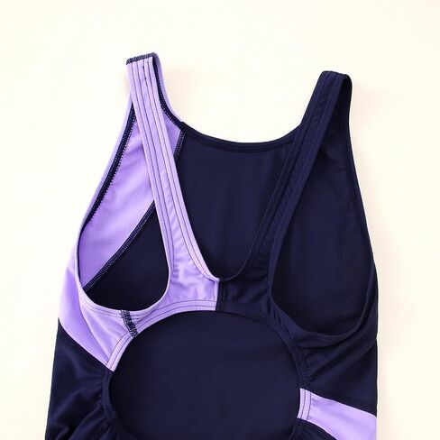 Kids Girls Athletic Swimsuit One Piece Solid Swimwear for Practice and Competition in Black and Navy Bathing Suit in Kuwait