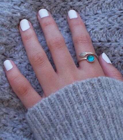 Recycled Vintage White 1960's Cold Cream Jar Sterling Silver Leaf Botanical Collection Ring in Saudi Arabia