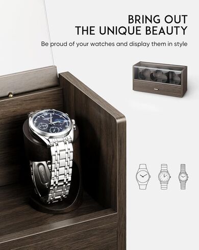 boxoon Men's Watch Display Case, 2 in 1 Premium Watch Box Organizer with Watch Holder and Drawer, 2-tier Wooden Watch Storage For Men Women to Display The Collection, Gift for Your Loved Ones - Walnut in Saudi Arabia