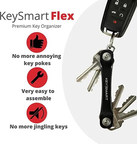 KeySmart Flex - Compact Key Holder and Keychain Organizer (up to 8 Keys, Black) in Kuwait