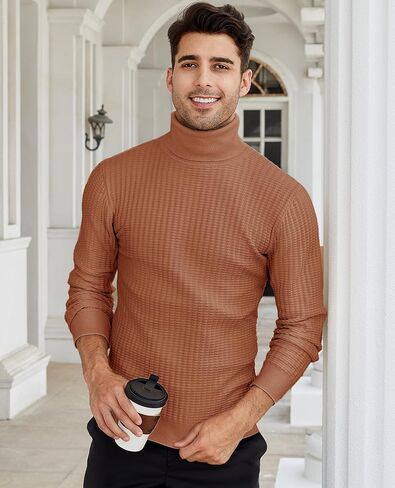 Lion Nardo Mens Turtleneck Sweater Slim Fit Sweater for Men Long Sleeve Pullover Sweater Stretch Casual Thermal Sweater in Saudi Arabia