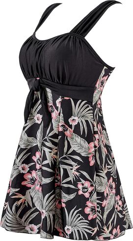 wantdo Women's One-Piece Swimdress Plus Size Swimsuit Tummy Control with Skirt Cover Up in Kuwait