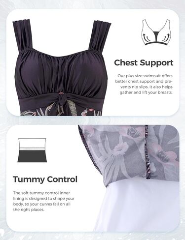 wantdo Women's One-Piece Swimdress Plus Size Swimsuit Tummy Control with Skirt Cover Up in Kuwait