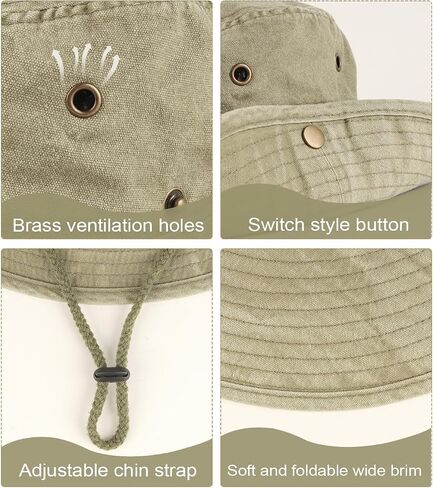 Zylioo XXL Boonie Hat for Big Heads, Wide Brim Sun Hat with Chin Strap in Kuwait